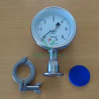 Đồng hồ áp suất dạng màng cho thực phẩm mặt 100 mm