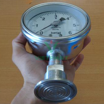 Đồng hồ áp suất dạng màng cho thực phẩm mặt 100 mm