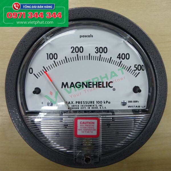 Đồng hồ đo chênh áp Dwyer Magnehelic 2000: 0 - 500PA