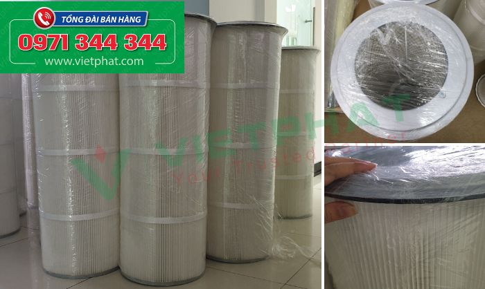 Lõi lọc bụi Cartridge Polyester có kết cấu chắc chắn, hiệu suất lọc bụi cao