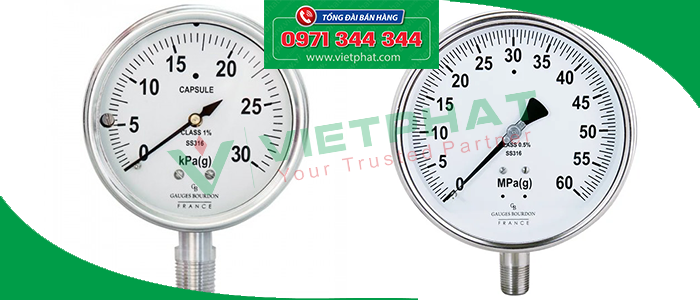 Đồng hồ đo áp suất mặt 63 mm