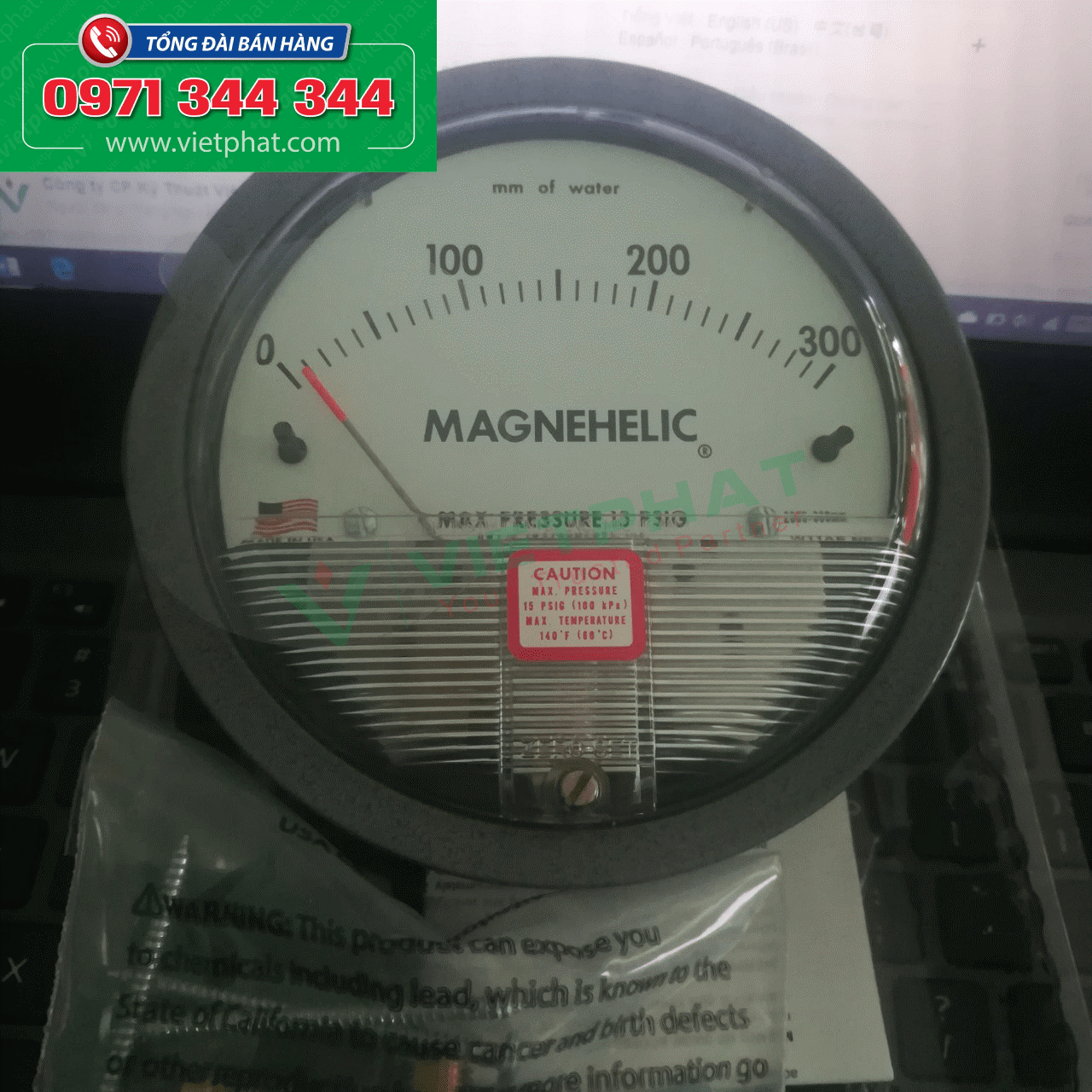 Đồng hồ đo chênh áp 0-300 mm of water