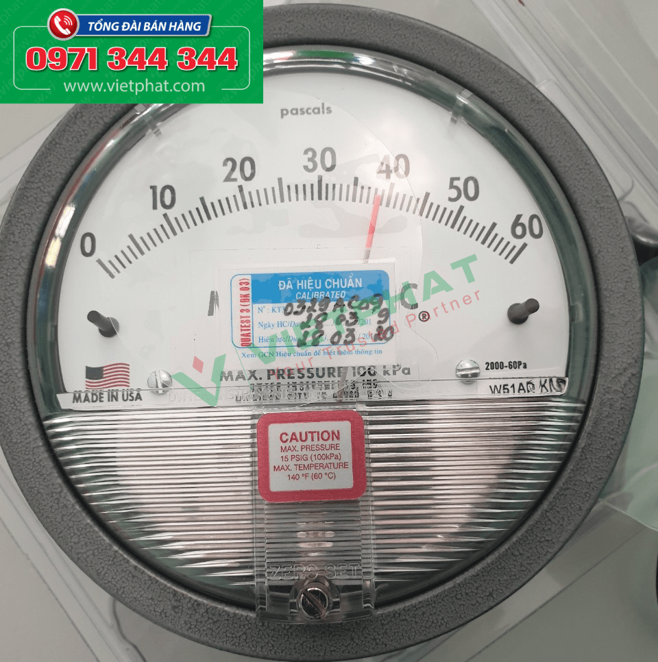 Các dãy đo của đồng hồ đo chênh áp Magnehelic Series 2000