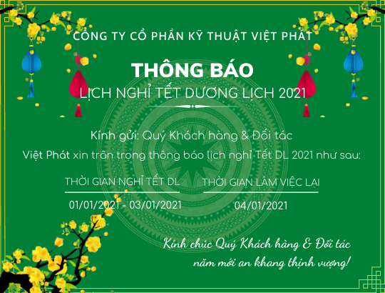Thông báo Lịch nghỉ Tết Dương lịch 2021