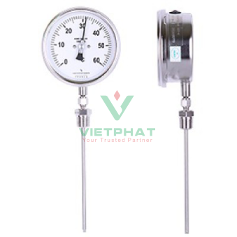Đồng hồ đo nhiệt độ 100mm, vỏ inox, chân Inox đứng
