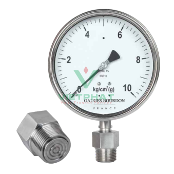 Đồng hồ áp suất màng flush nối ren (mini flush)